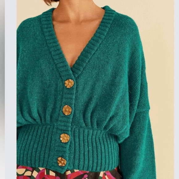 Farm Rio Emerald Bubble Knit Cardigan NWT - Picture 2 of 10